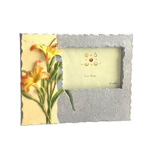 Tiger Lily Frame 3D Resin Picture Frame Orange Yellow Blue Trim Live Edge 5x3.5